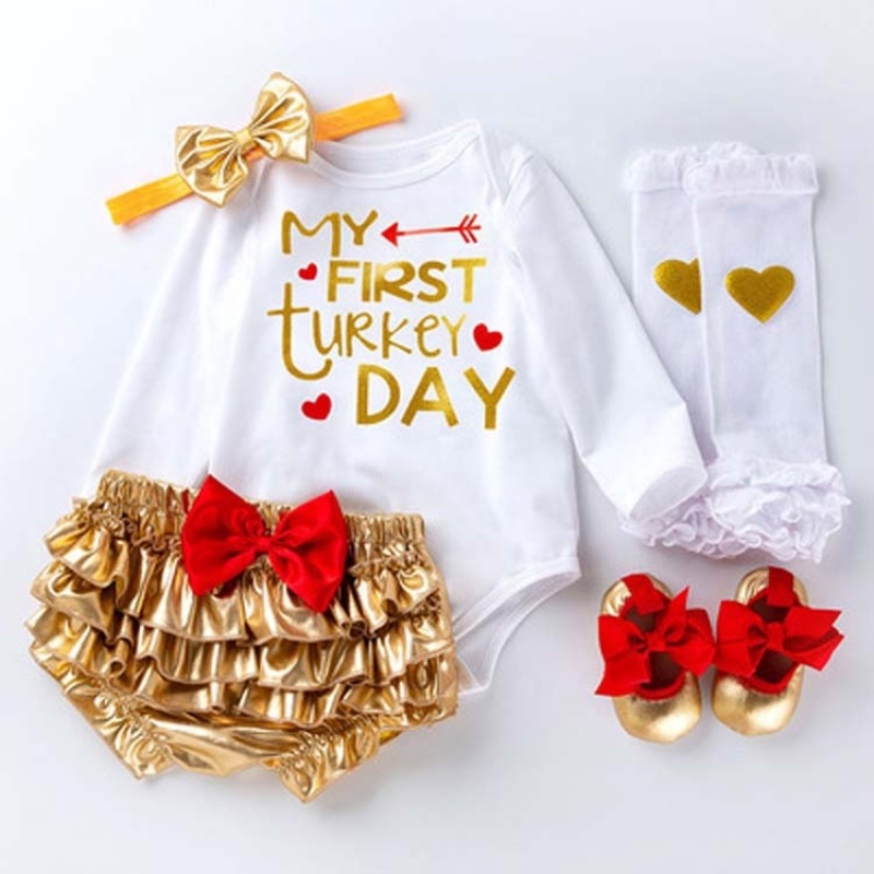 2021 manufacturer thanksgiving day cute digital print infant baby shoes stocking clothing sets