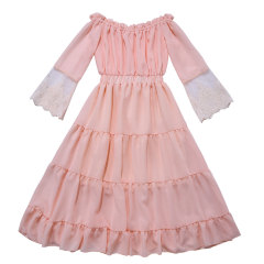 New fashion beautiful kids clothes party hand made pink flower baby girl dress blush