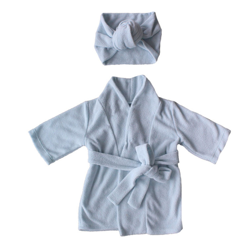 Customizable white super soft newborn knotted kids children dressing gown