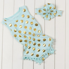 2018 Baby boutique clothes Hot stamping polka dot romper baby girl bodysuit pompom romper