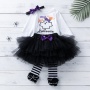 2021 fall short sleeve sequins  black tulle layered skirt baby girl dresses
