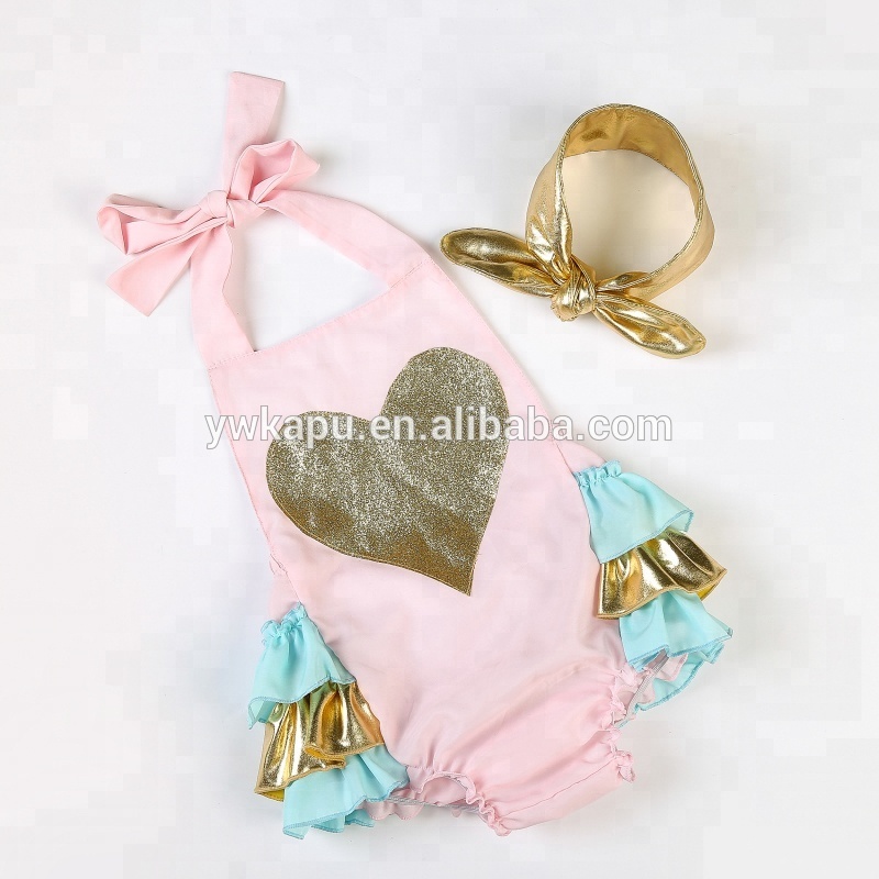 Hot selling wholesale baby clothes wholesale smocked clothing boutiique baby sparkle heart bubble rompers