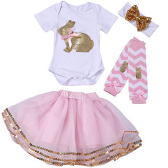 Baby Girl Easter Clothes Rabbit Print skirt bodysuit