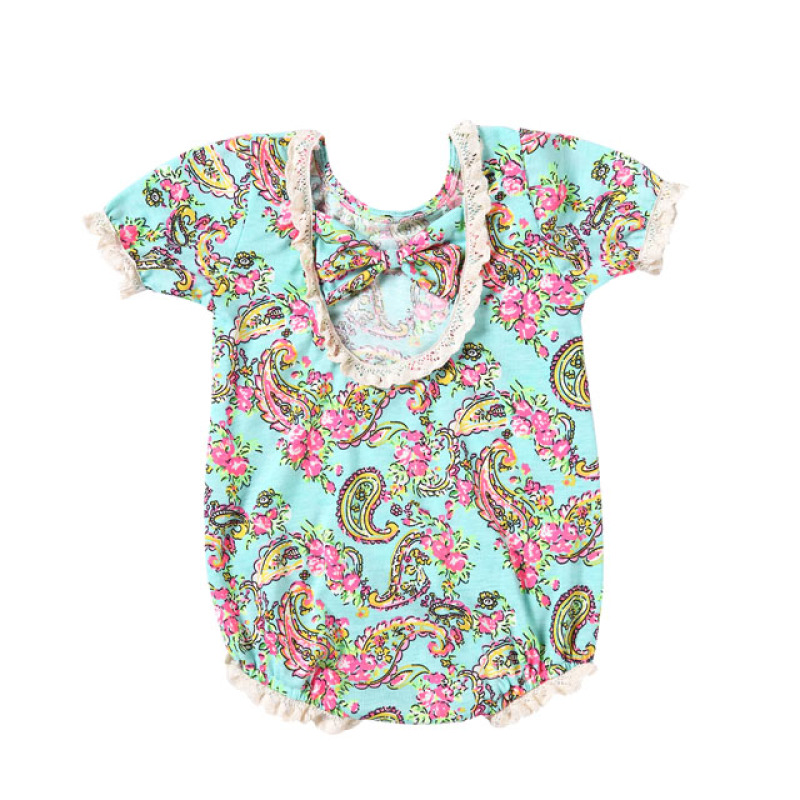 Summer Soft Newborn Baby Cotton Clothes Floral Vintage Bodysuit  Ruffle Design Baby Girls Romper