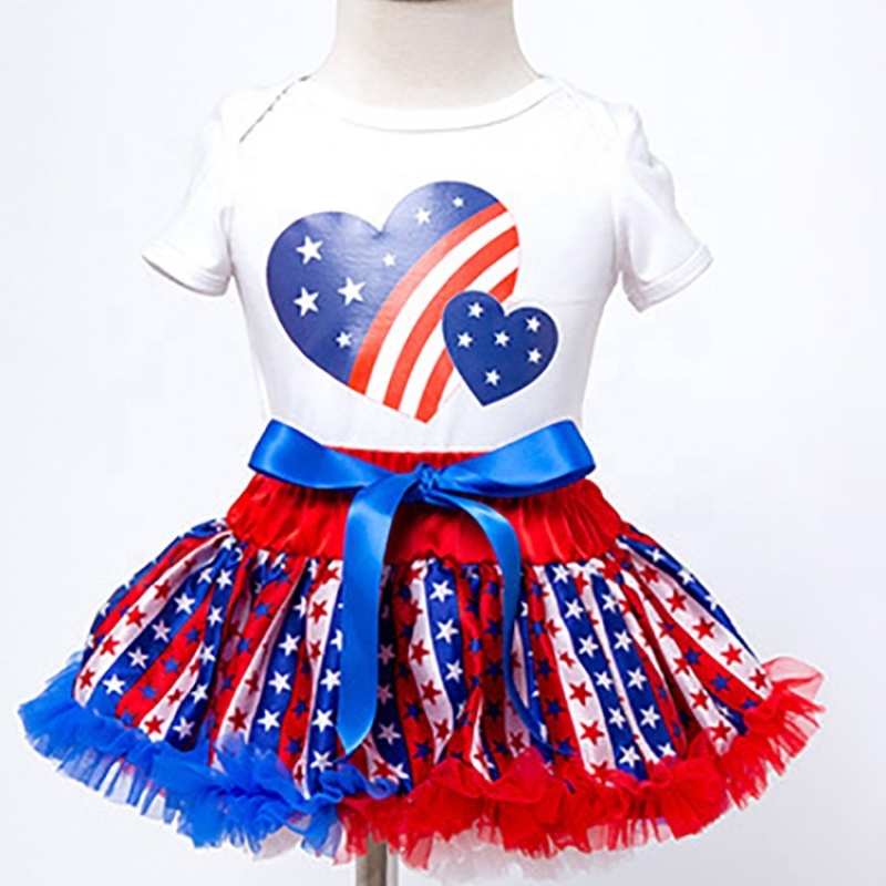 High quality usa 4th of July shoes headband romper tutus set