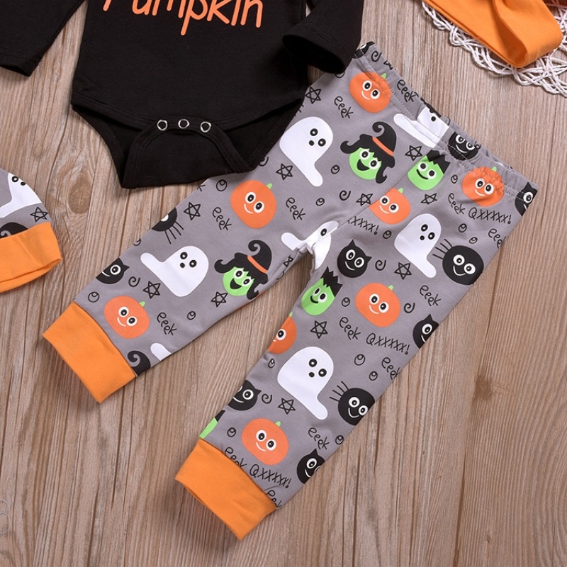 Wholesale halloween fall long sleeve baby long pants romper custom clothes