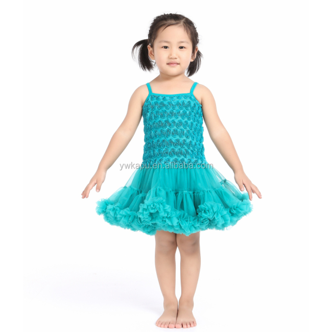 Factory Sale New Style Baby Girl Rosette Dress For Party Wear