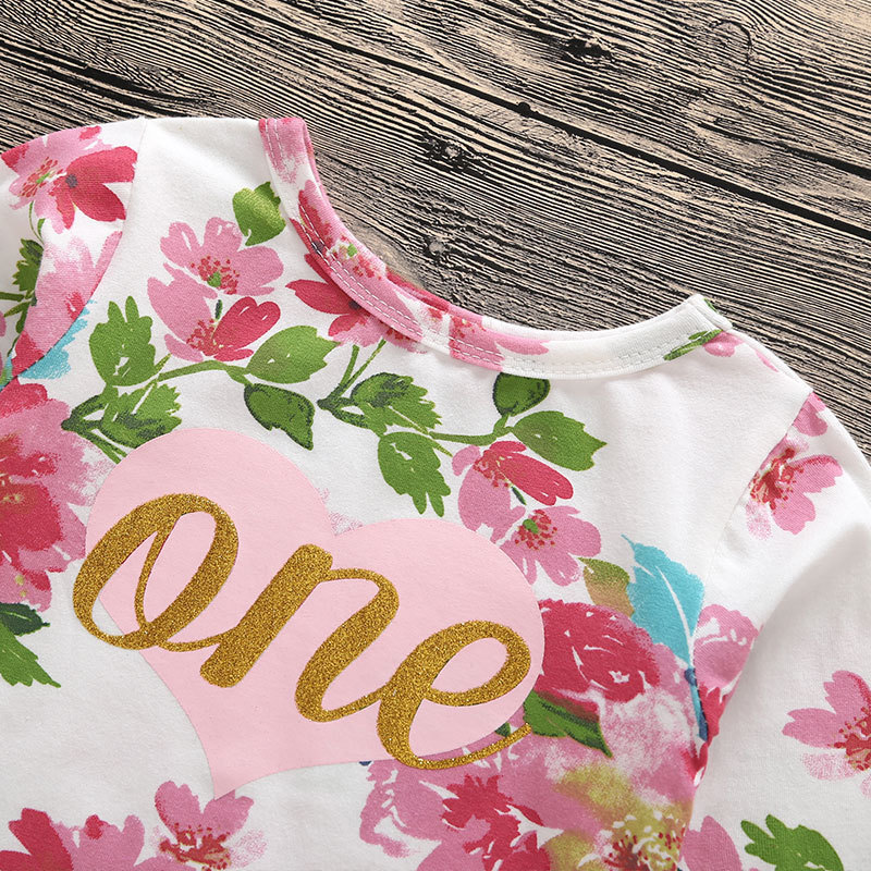 Hot Sale Pretty Baby Girls Floral Rompers With Tulle Skirts