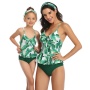 2021 black green matching swimsuit sets  parent  child two piece bikini