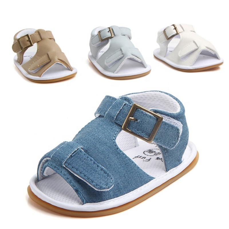 2021 summer fashion solid color baby boy buckle strap leather sandals