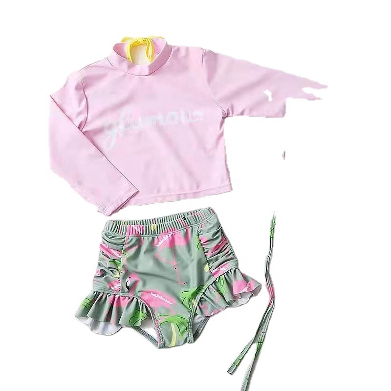 2021 summer sexy floral kids highwaist designer babies girls swimwear