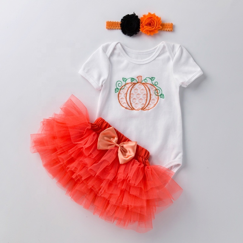 2021 halloween cartoon embroidery baby tutu skirt romper outfits