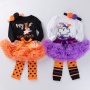 Halloween cute purple tutu skirt pettiskirt baby long sleeve clothing set