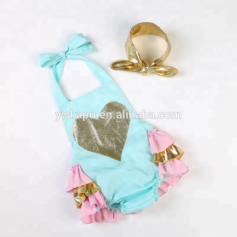 Hot selling wholesale baby clothes wholesale smocked clothing boutiique baby sparkle heart bubble rompers