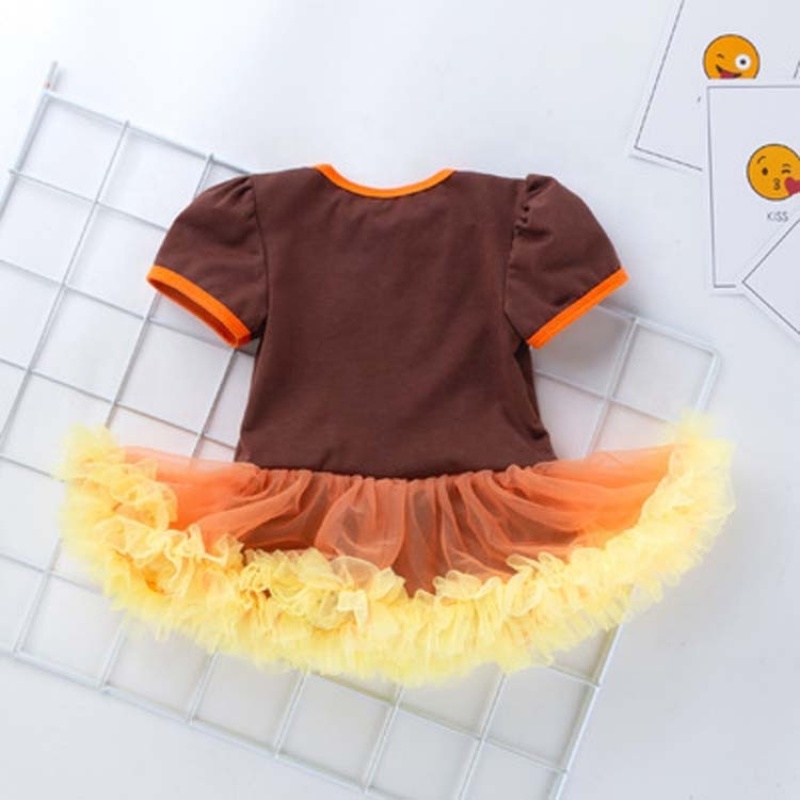 Thanksgiving day short sleeve turkey cartoon rompers baby clothes