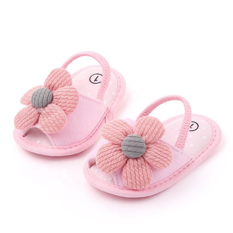 Factory cute trendy fashionations customized slide-on flower baby girl sandals
