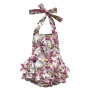 Cotton cute sweet floral baby halter bubble ruffle baby romper whole sale RTS