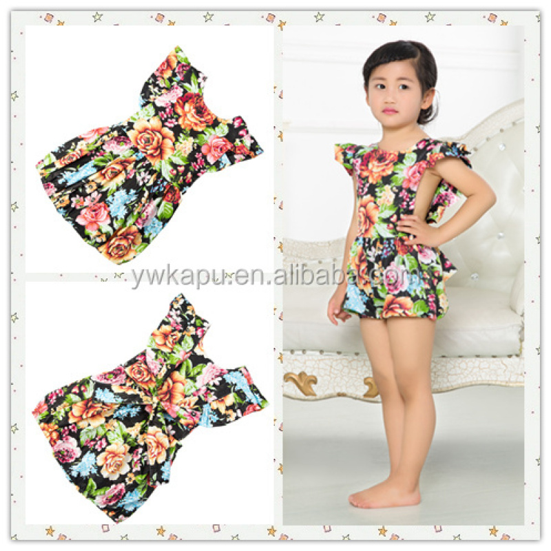 2016 Vintage Floral Baby Romper Set Aqua Floral Girl Bodysuit Summer