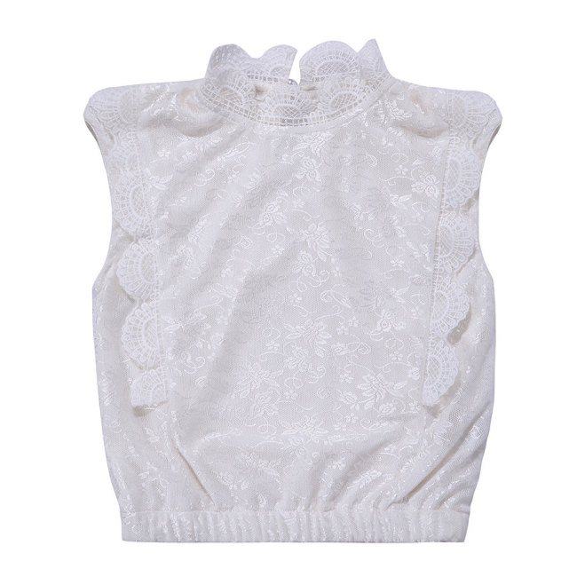 White Lace Toddler Sleeveless Fancy Top New Style Top For Girls