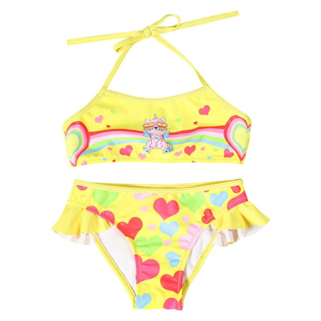 2021 manufacturers sexy yellow sexy  high waist rainbow string bikini oem