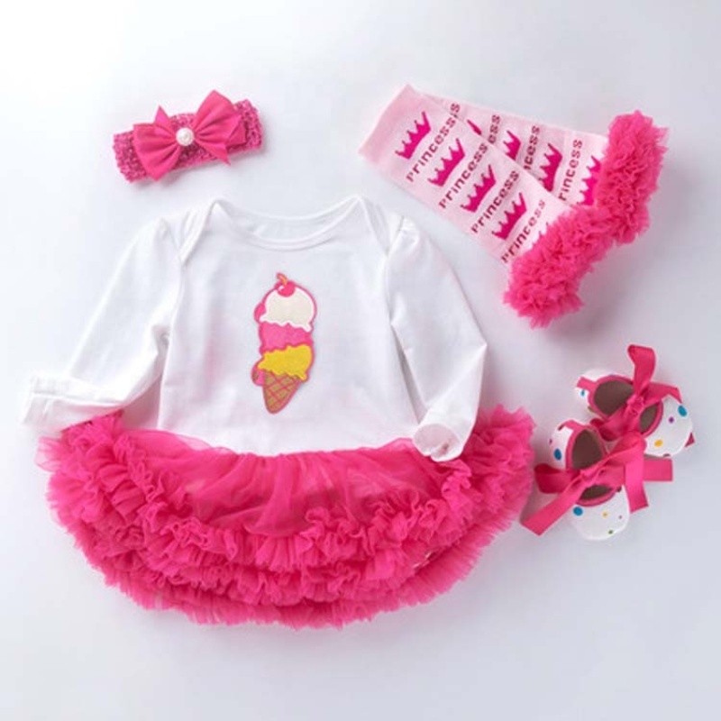 Factory Direct Sale Little Baby Girl Long Sleeve Birthday Clothing Set