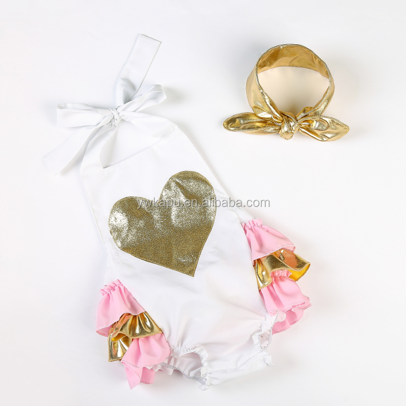 2016 Hot sale baby onsie baby romper sparkle heart bubble rompers for girls made in China