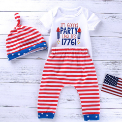 4th of July infant 3pcs set baby boys hat outfit