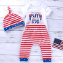 4th of July infant 3pcs set baby boys hat outfit