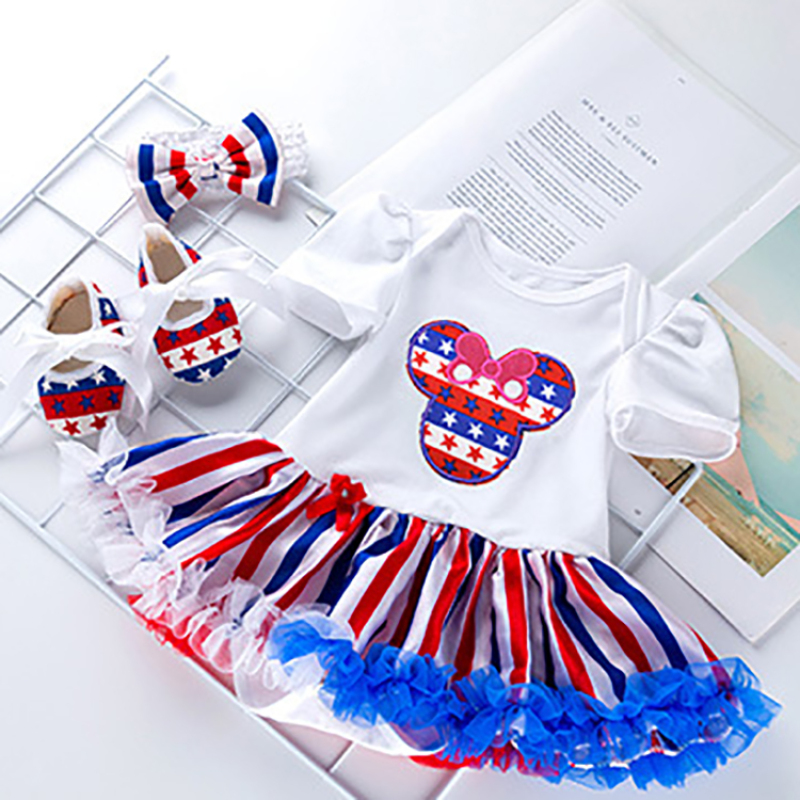 Cute 4th of July summer baby girl bubble romper