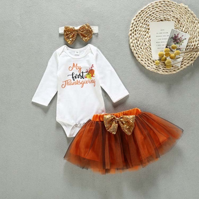 Boutique thanksgiving day   cute trendy cotton long-sleeved baby rompers