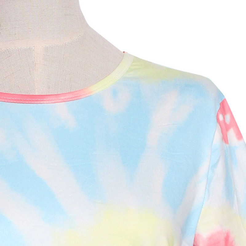 2020 Fall colorful printing fall causal tie dye t shirts mommy and me outfits