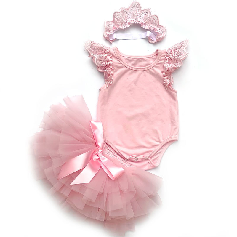 Ruffle  New born baby girls' clothing tutu skirt sets with  princess headband