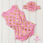 Kids fashionable clothing Hot stamping polka dot romper baby girl bodysuit pompom romper