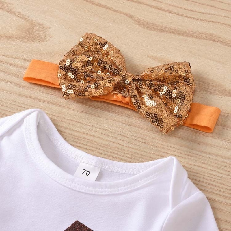 Wholesale thanksgiving day tutu skirt cotton baby romper clothing set