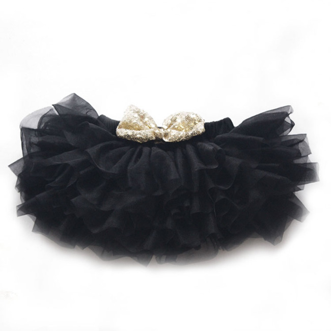 Wholesale sequin bowknot halloween black gauze comfortable infant baby diaper pants cotton