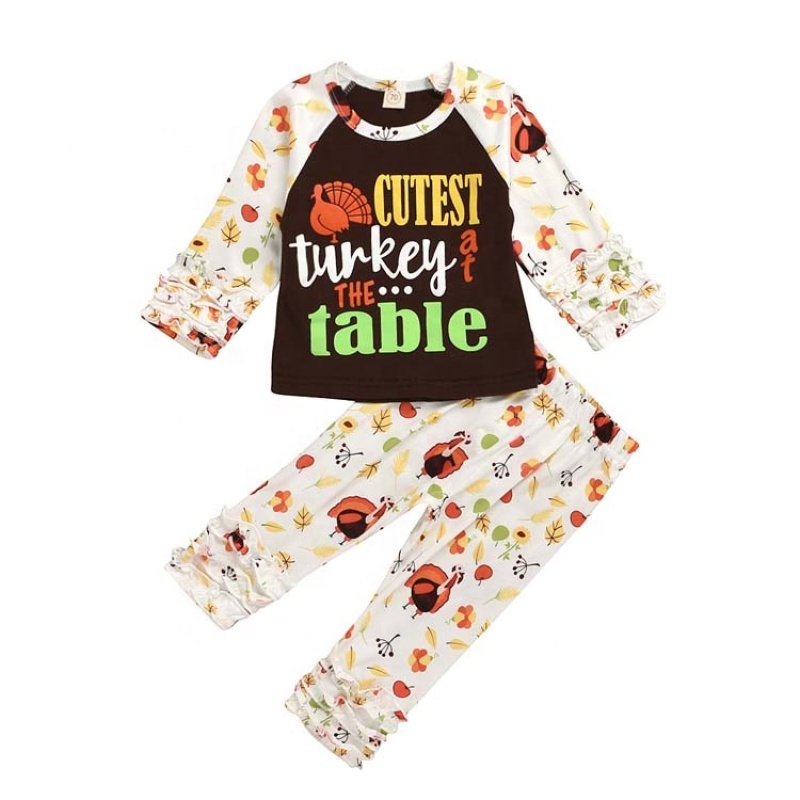 Boutique thanksgiving cute cotton digital print clothing baby sets