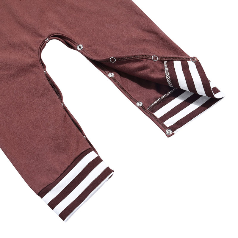 New Style Long Sleeve Cotton Strip Hooded Baby Jumpsuit