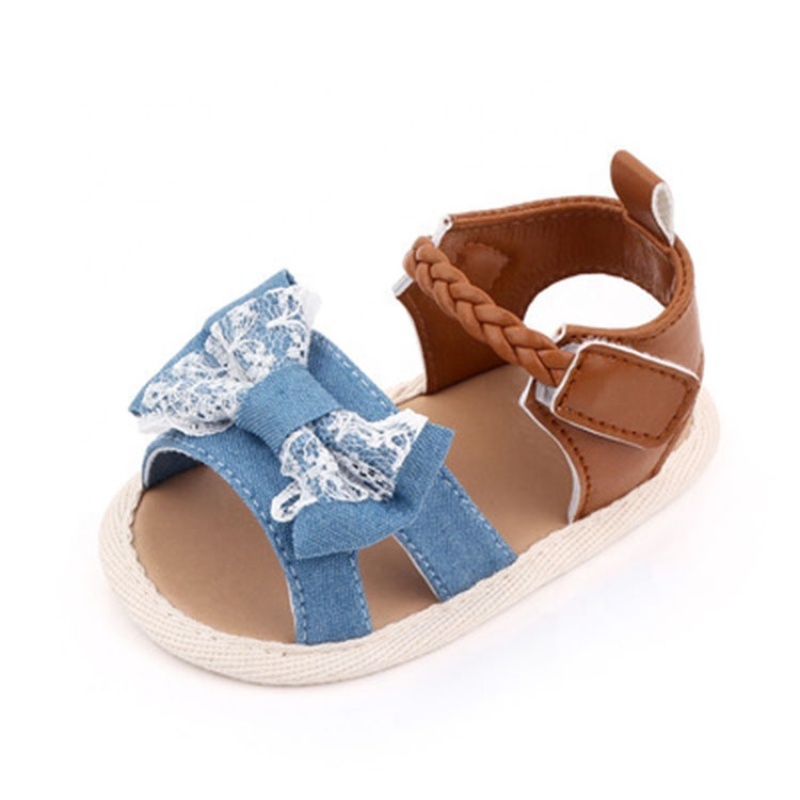 Factory direct sale customized double strap slide-on baby shoes bow sandals