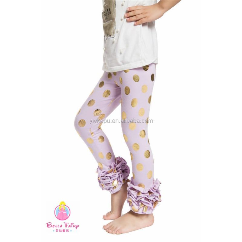 YIWU Factory Wholesale Children's Clothing pants Gold Polka Dot Toddler Leggings Triple Icing Capri