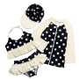 New style children plaid front tie seersucker swimsuit bucket hat bikini