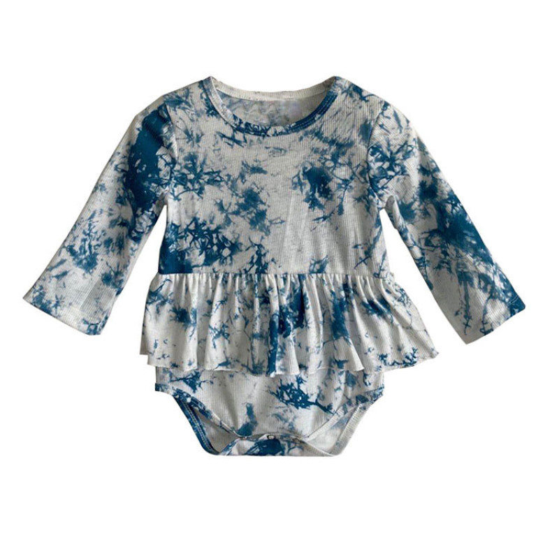2020 wholesale colorful tie dye fabric long sleeve winter baby romper