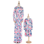 Wholesale price mommy and me tie dye fall elegant long sleeve maxi dress