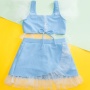2021 boutiques little girls pink swimsuit swimwear girl sleeve bikini
