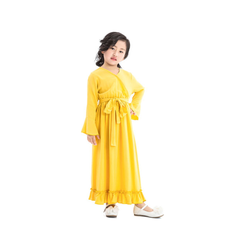 Good Quality Wedding Party Wear  8 years Children V-Neck Girl Maxi Dress