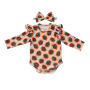 Toddler fall rainbow long sleeves  knit floral Christmas thanks giving baby girl's romper with headband