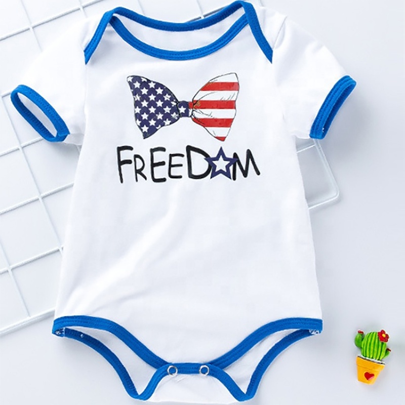 Summer 4th of July 100% cotton cute infant baby boy romper