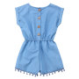 Solid Color Infant Toddler Girls Denim Rompers Baby Jumpsuit Clothes Outfit RST