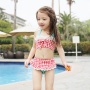 New style children plaid front tie seersucker swimsuit bucket hat bikini