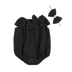 Hot Sales Baby Bodysuit Organic Cotton.Baby Girl Bodysuit Romper With Cute Bow Knot Headband For 0-3 Years