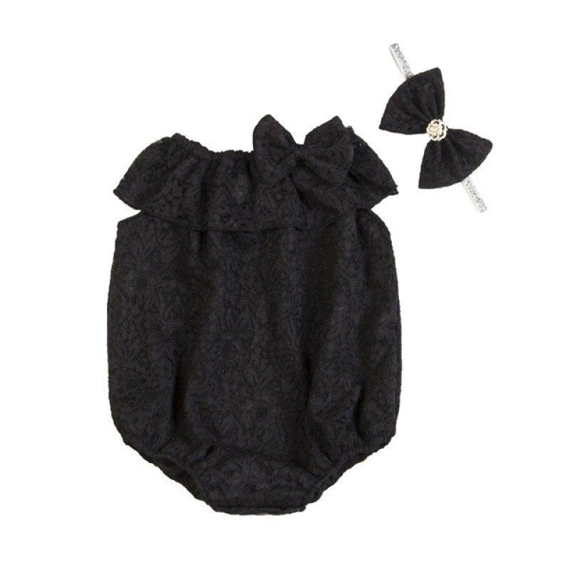 Hot Sales Baby Bodysuit Organic Cotton.Baby Girl Bodysuit Romper With Cute Bow Knot Headband For 0-3 Years